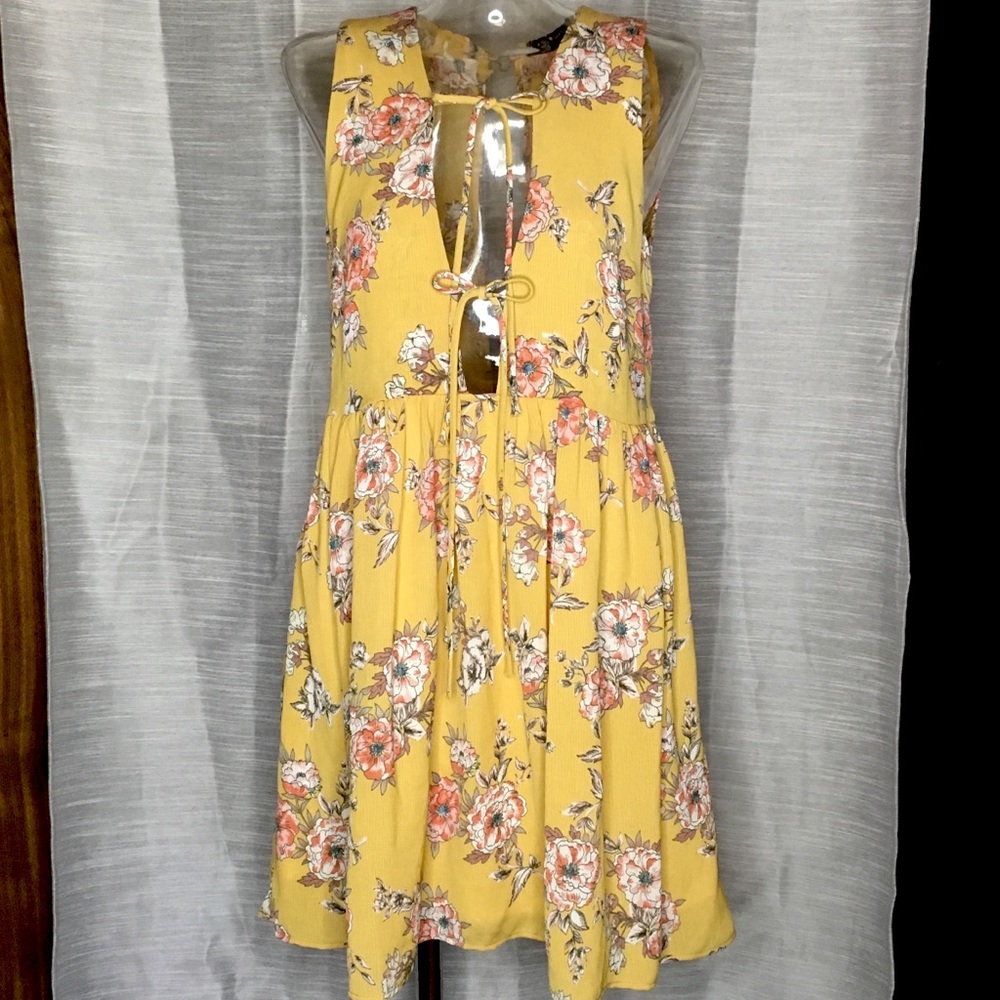 Yellow Floral Print Dress